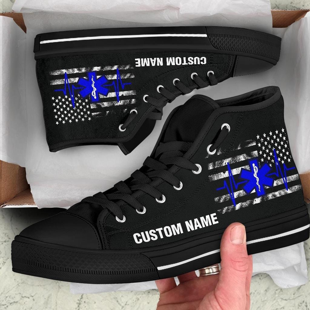 EMT Custom Name High Top Sneakers / Paramedic Custom Print Trainers Shoes / EMT High Top Shoes / Paramedic Gift
