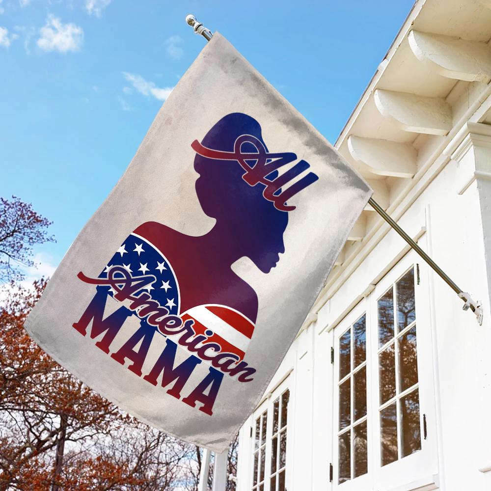 All American House Flag, Simple Patriotic USA Yard Sign, American Woman Silhouette Decor