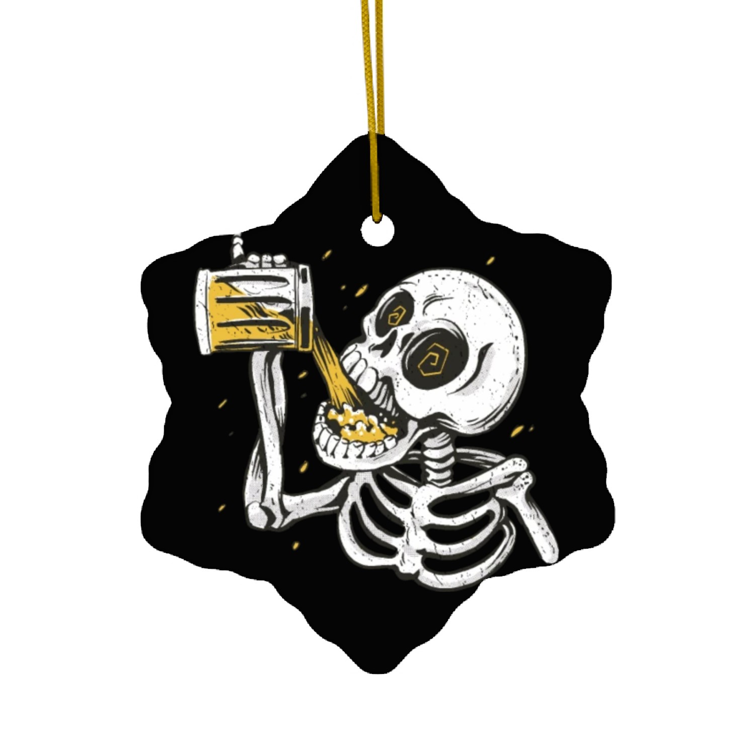 Skeleton drinking beer Ceramic Ornaments