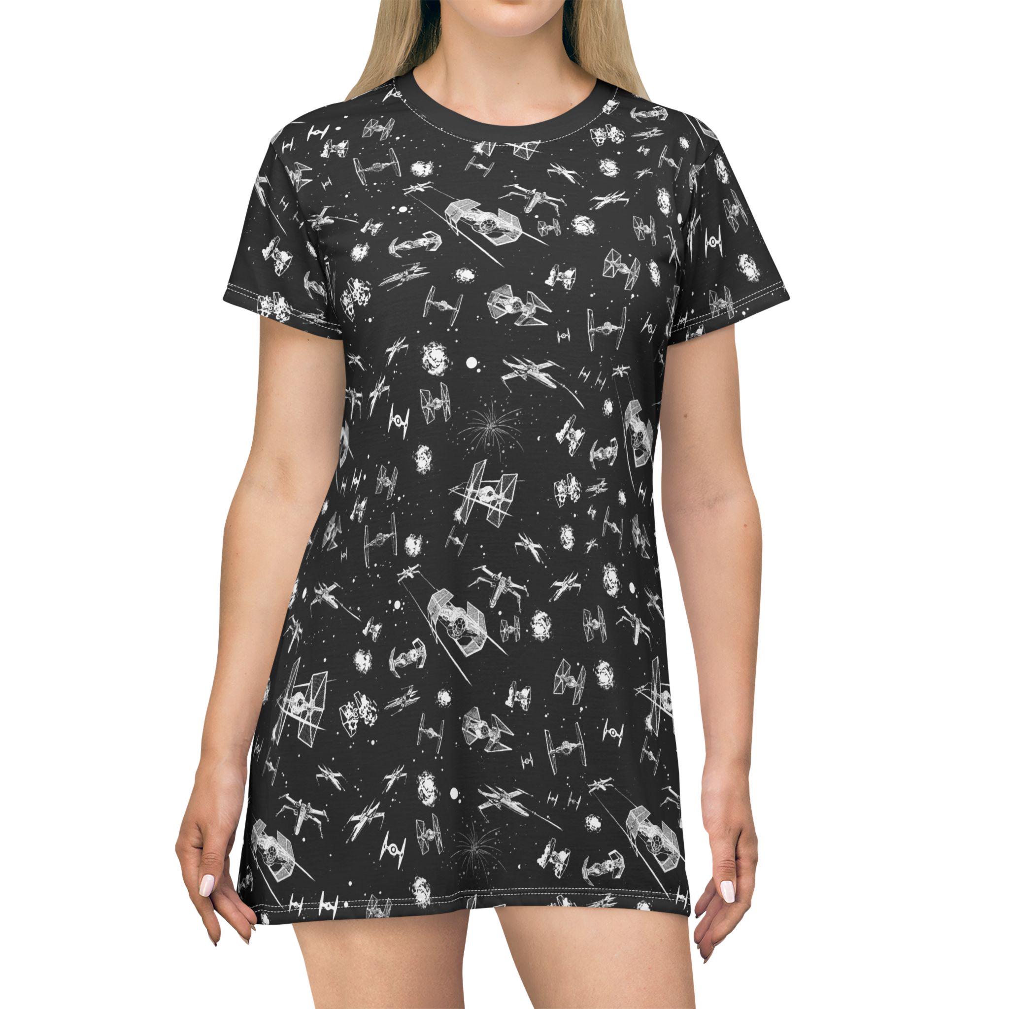 Space Ship Battle Women's T-Shirt Dress