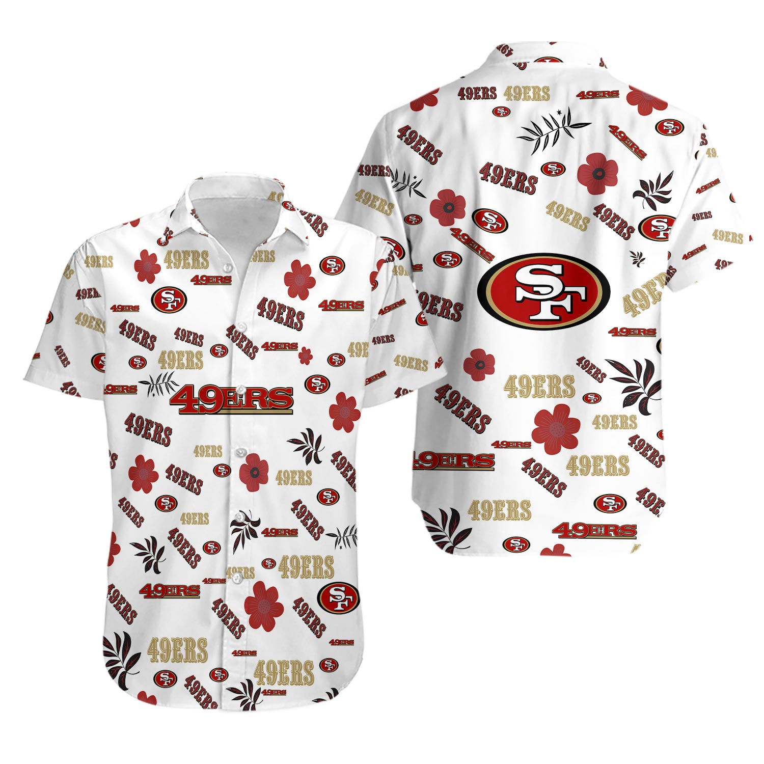 San Francisco Football Team 49erss Hawaiian Button Down Shirt