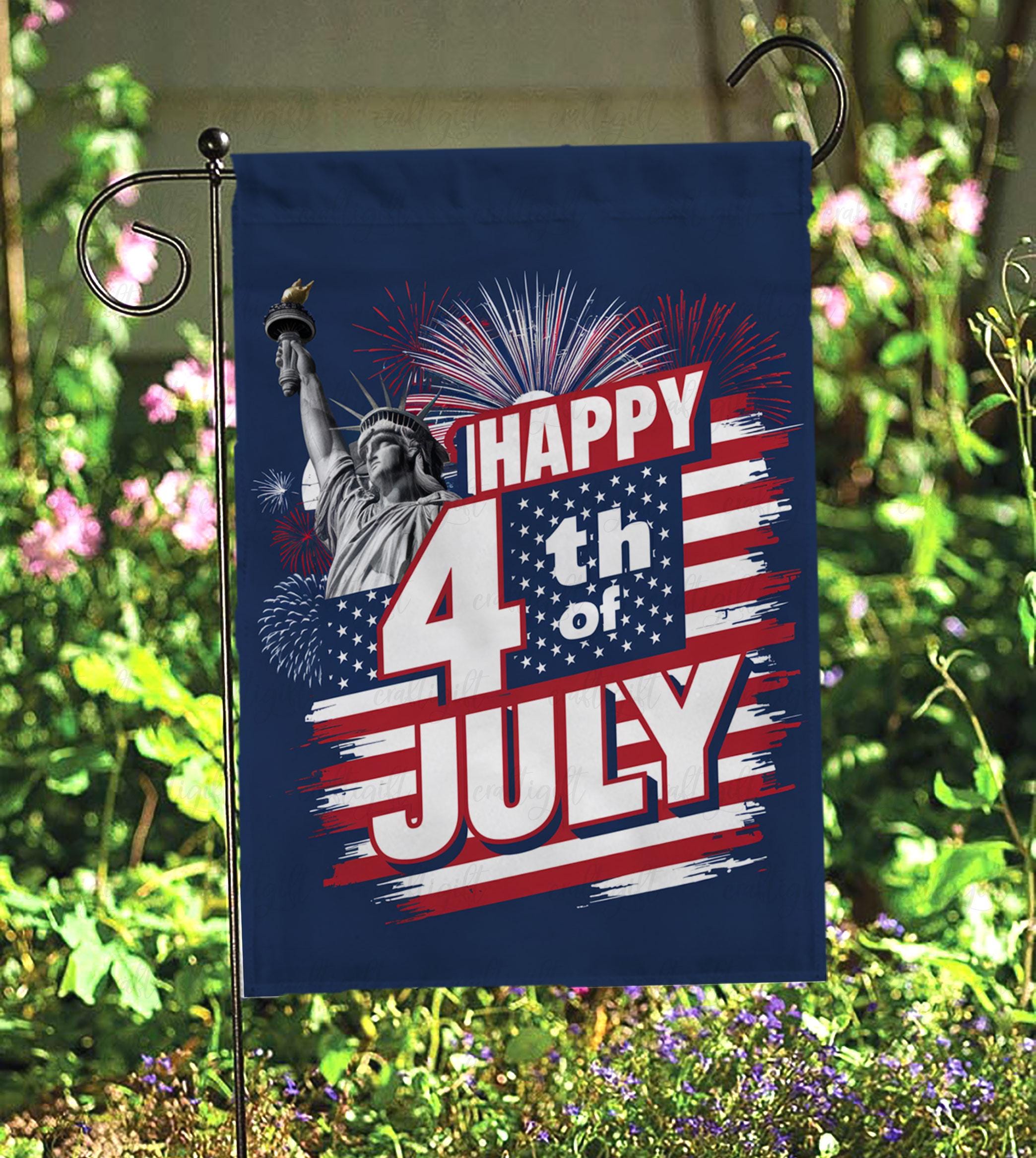 Happy 4th July Independence Day Flag, Statue of Liberty Fourth Of July Flag, Veterans Honor Memorial Day Flag, Patriot Outdoor Decor