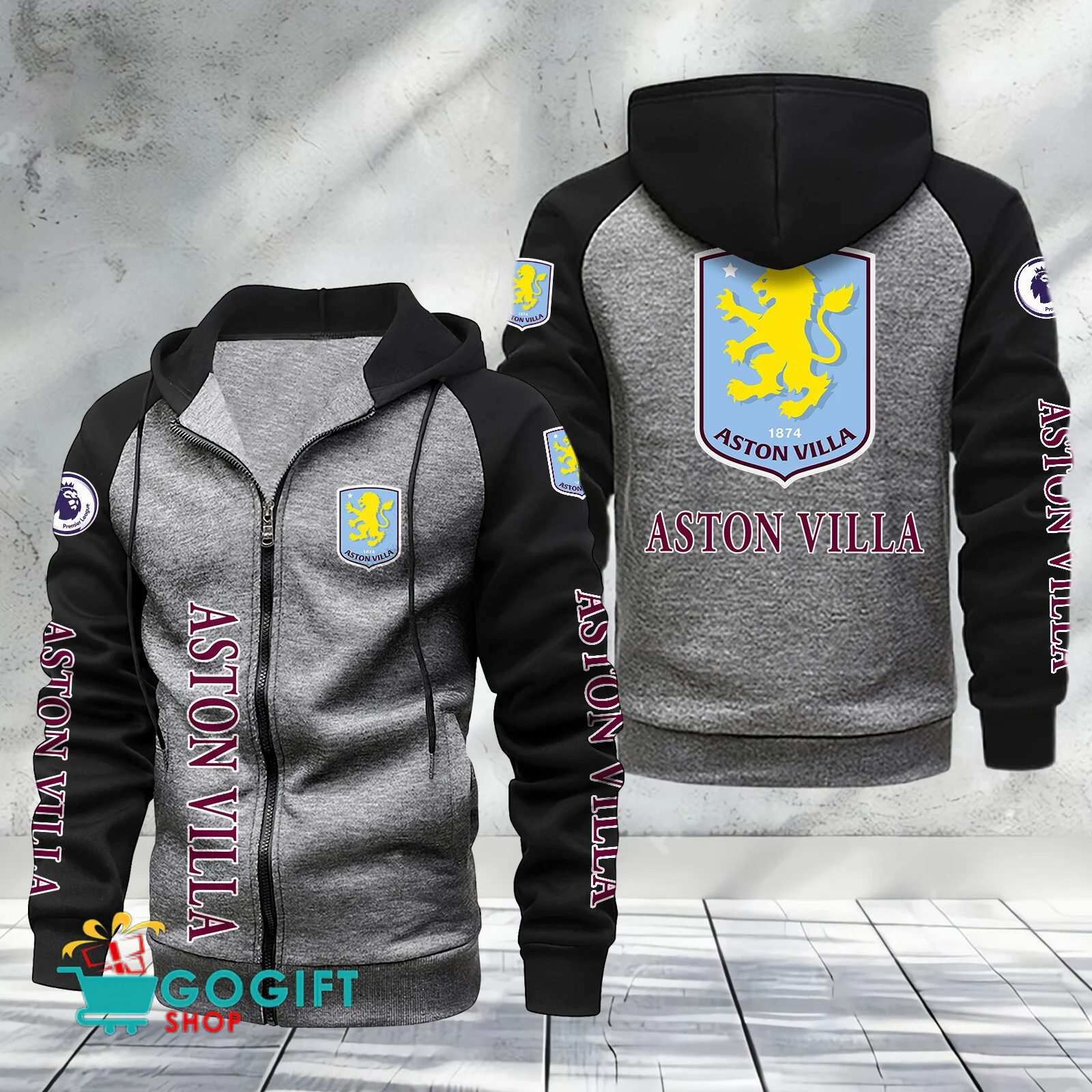Aston Villa FC Sporty Style Raglan Zipper Hoodie