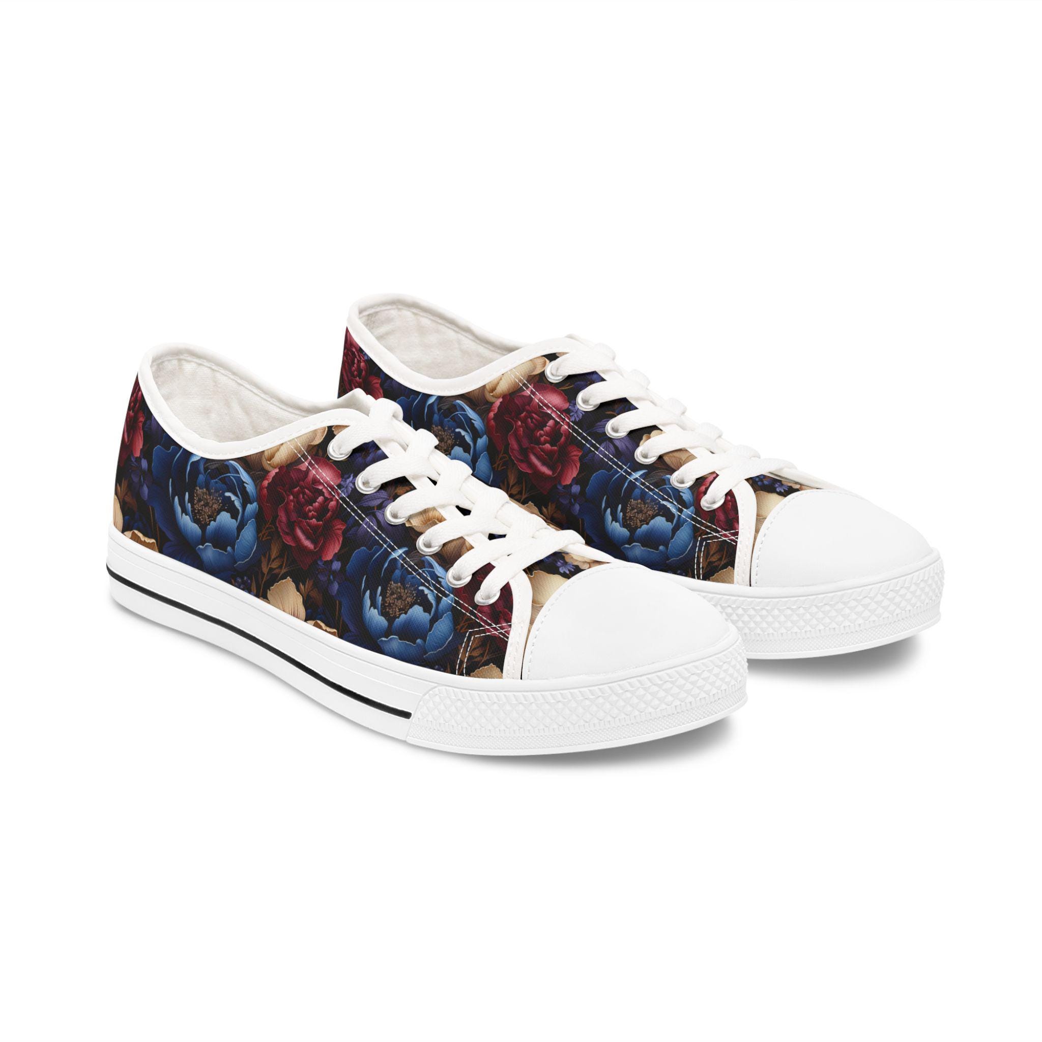 Deep Floral - Women's Low Top Sneakers