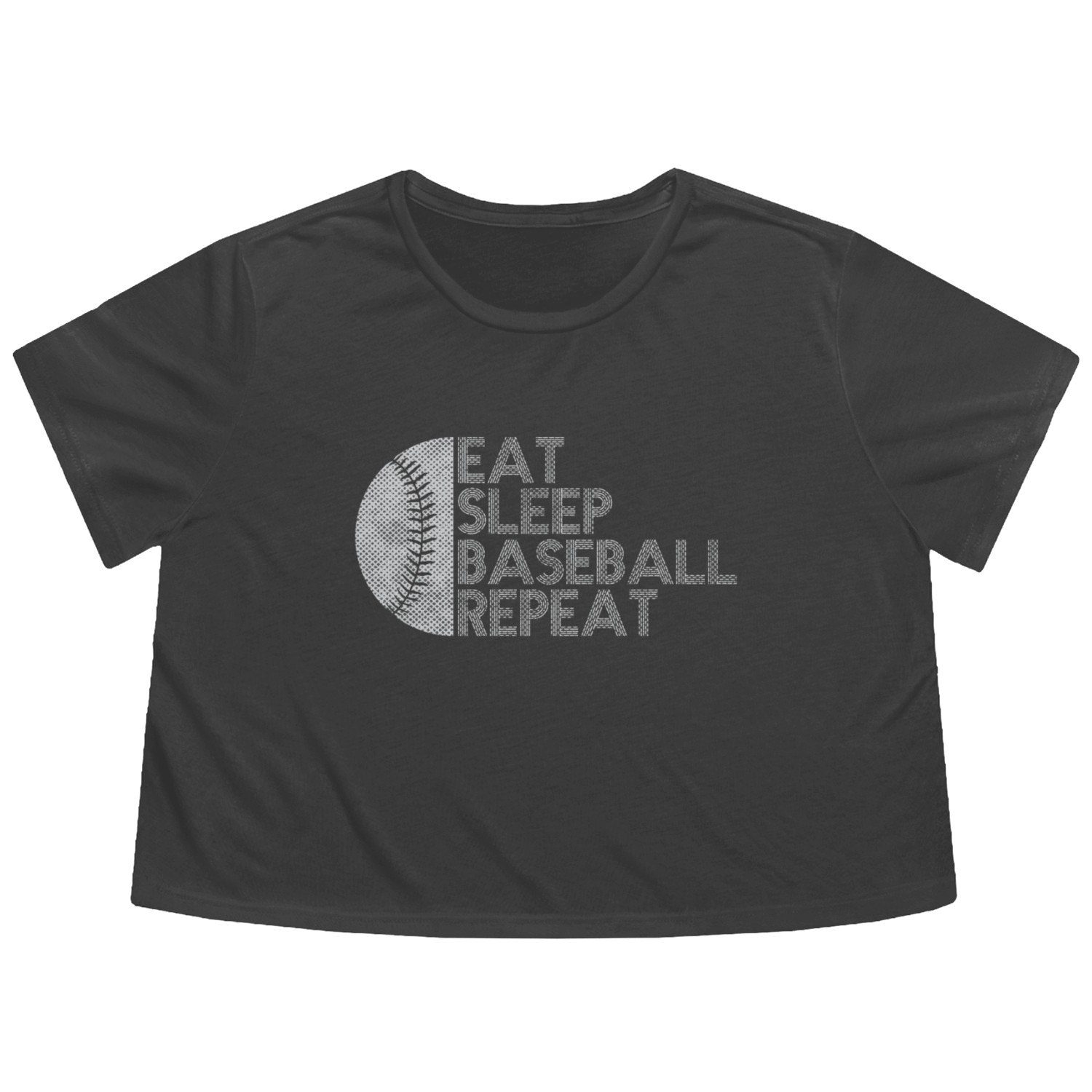 Eat Sleep Baseball Repeat Baseball Player Flowy Cropped Tees