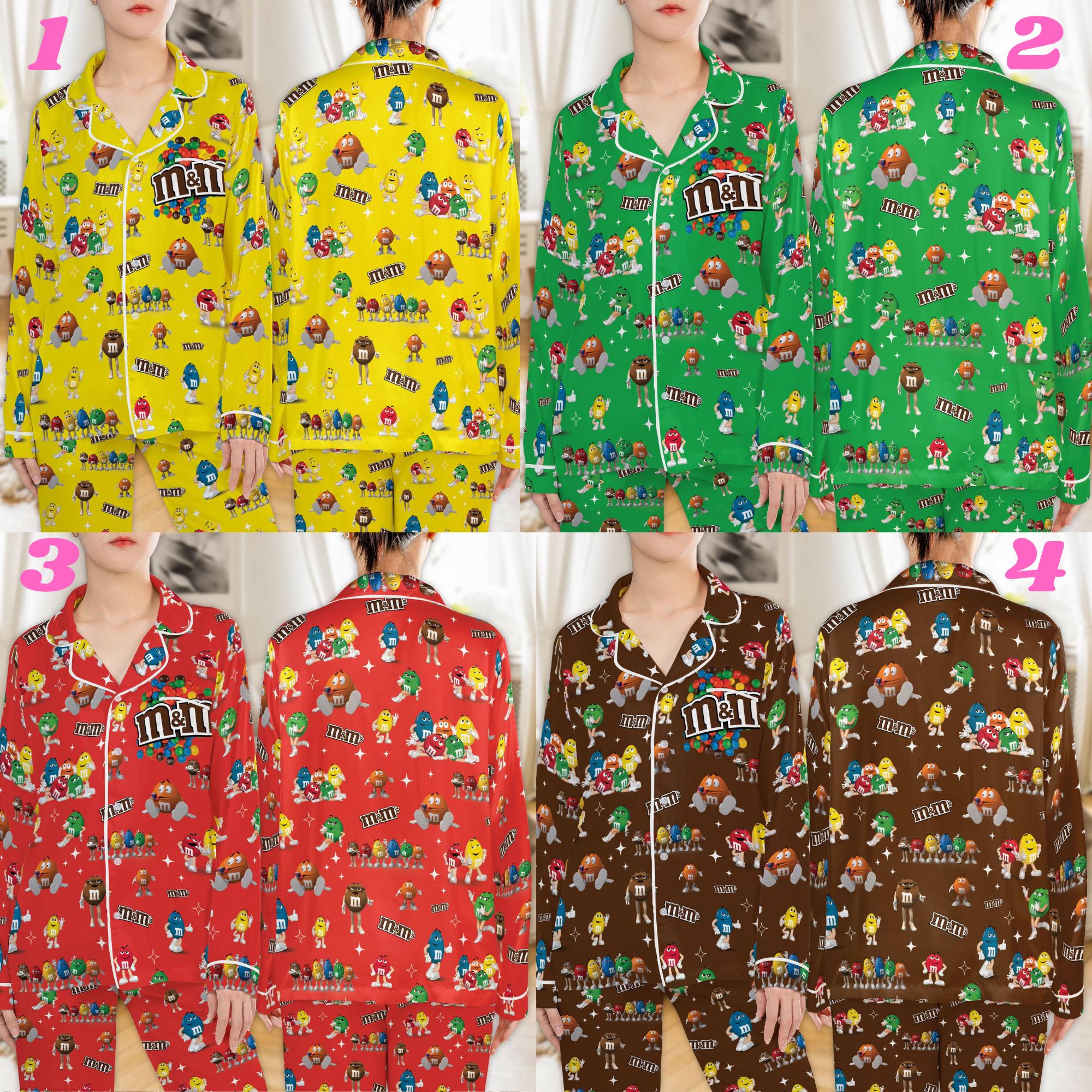 M And M Pajamas Set Matching Group Shirt, M And M Candy Chocolate Pajamas, M And M Pajamas, M&M Women Pajamas