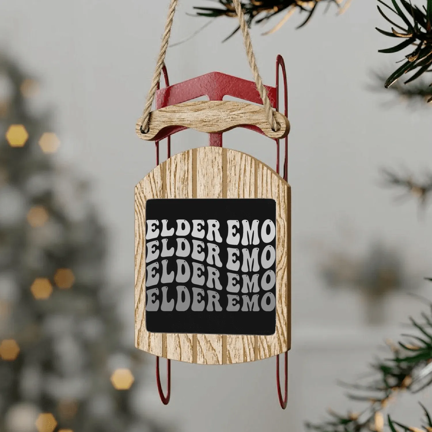 Elder EMO Multi Word Groovy Style Sled Ornaments