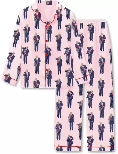 Trump 2024 America DJ Long Sleeve Pajama Set Pink Unisex Pajamas
