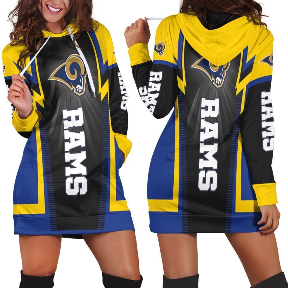 football Los Angeles Rams Blue Black Women Hoodie Dress