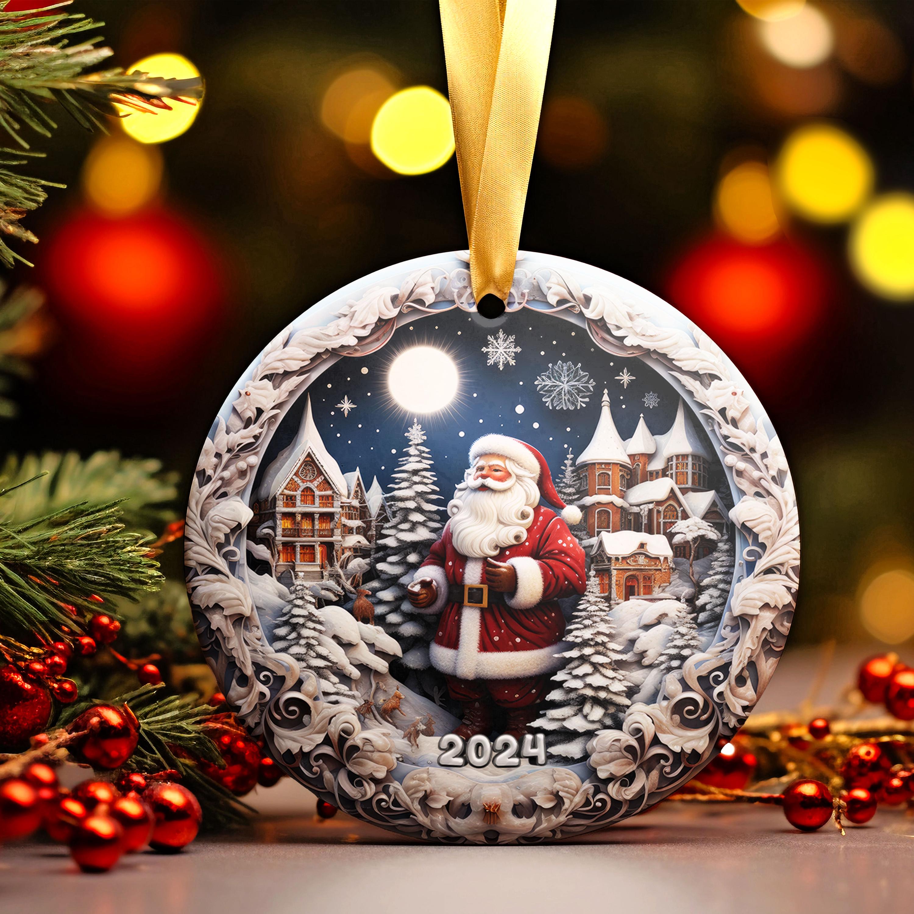 3D Effect Santa Claus Ornament, 3D Santa Christmas Ornament, Christmas 2024 Ornaments, Cute Santa Ornament Christmas, Ornament Gift