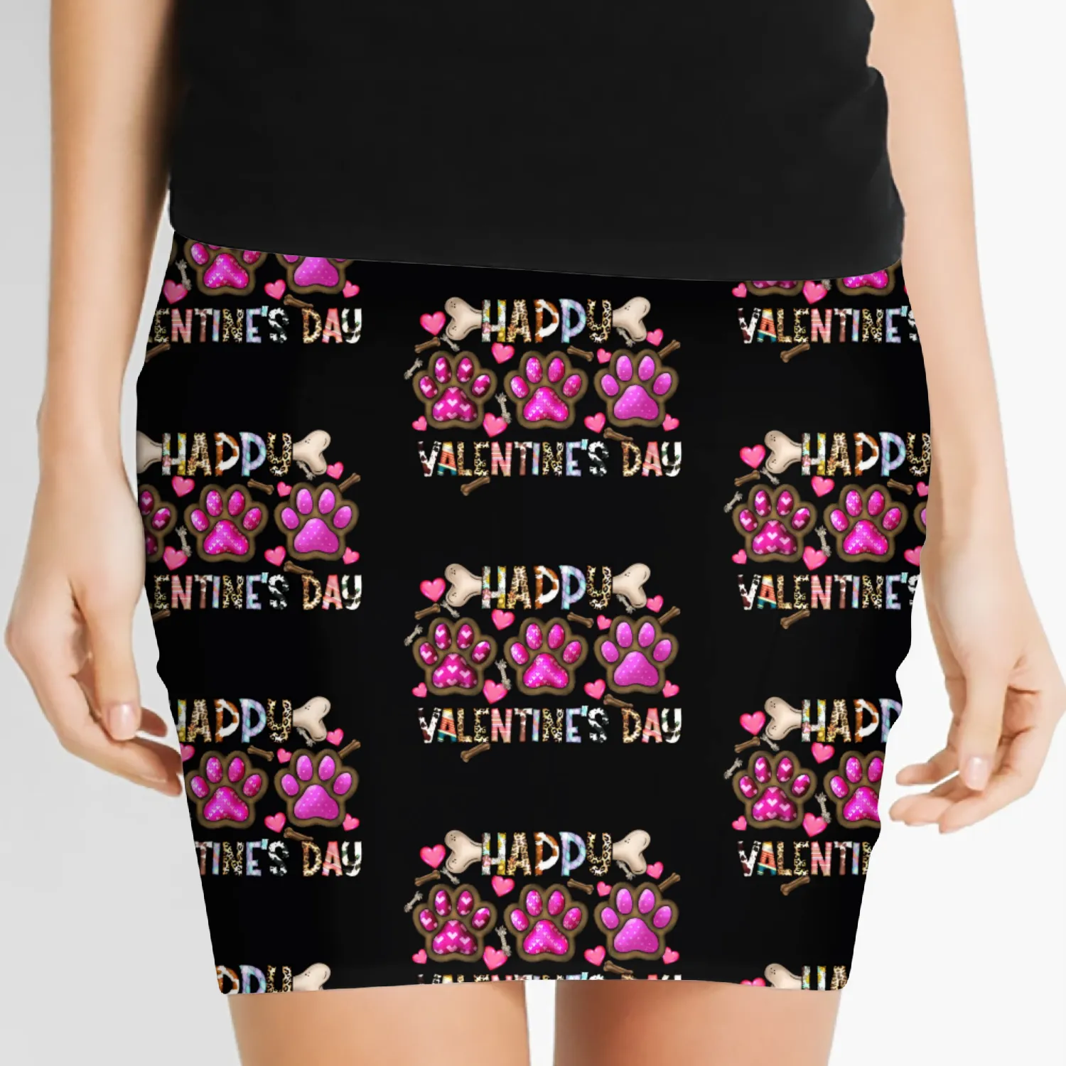 Happy Valentine s Day Dog Women's Mini Skirts