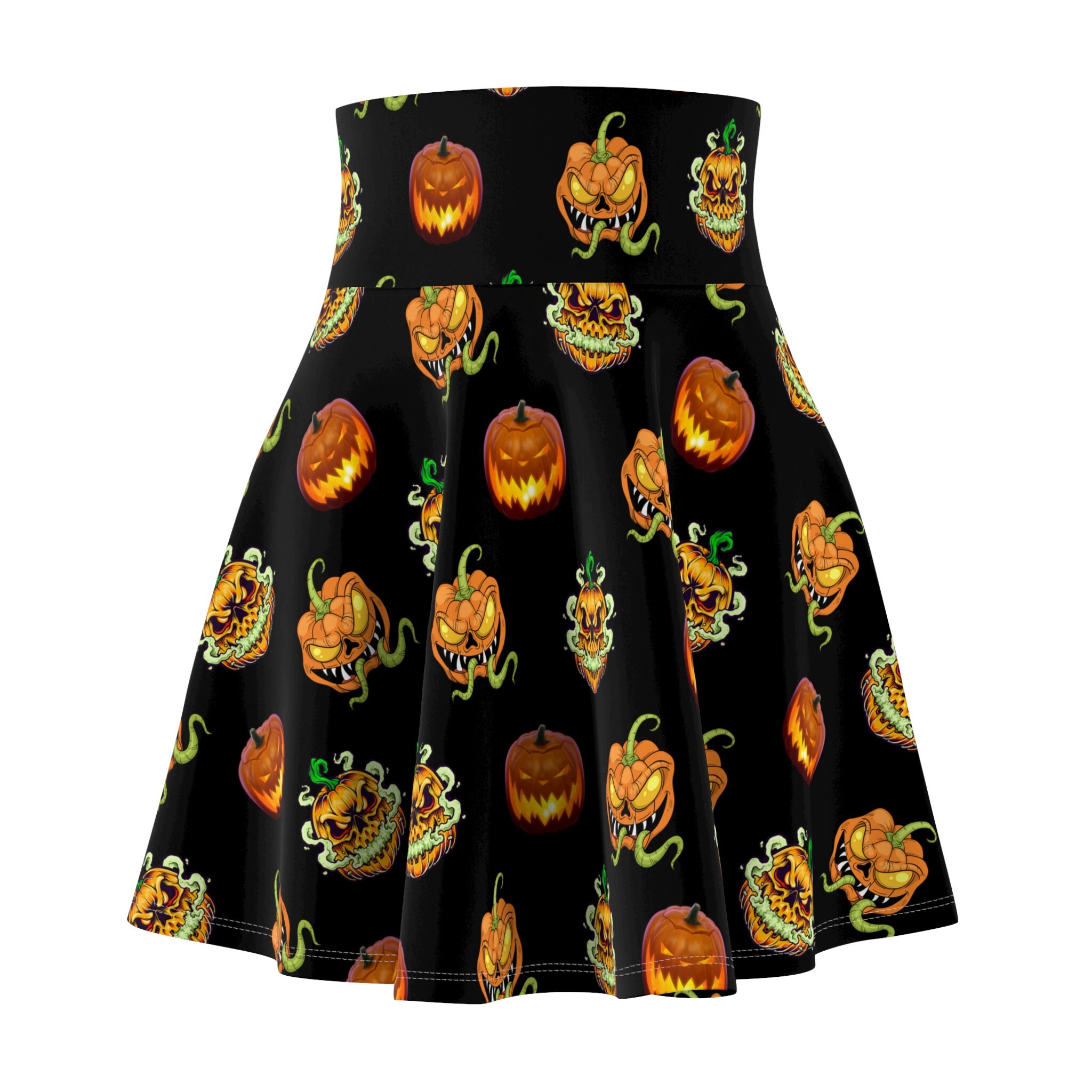 Scary Pumpkin Skater Skirt for Women Halloween Outfit
