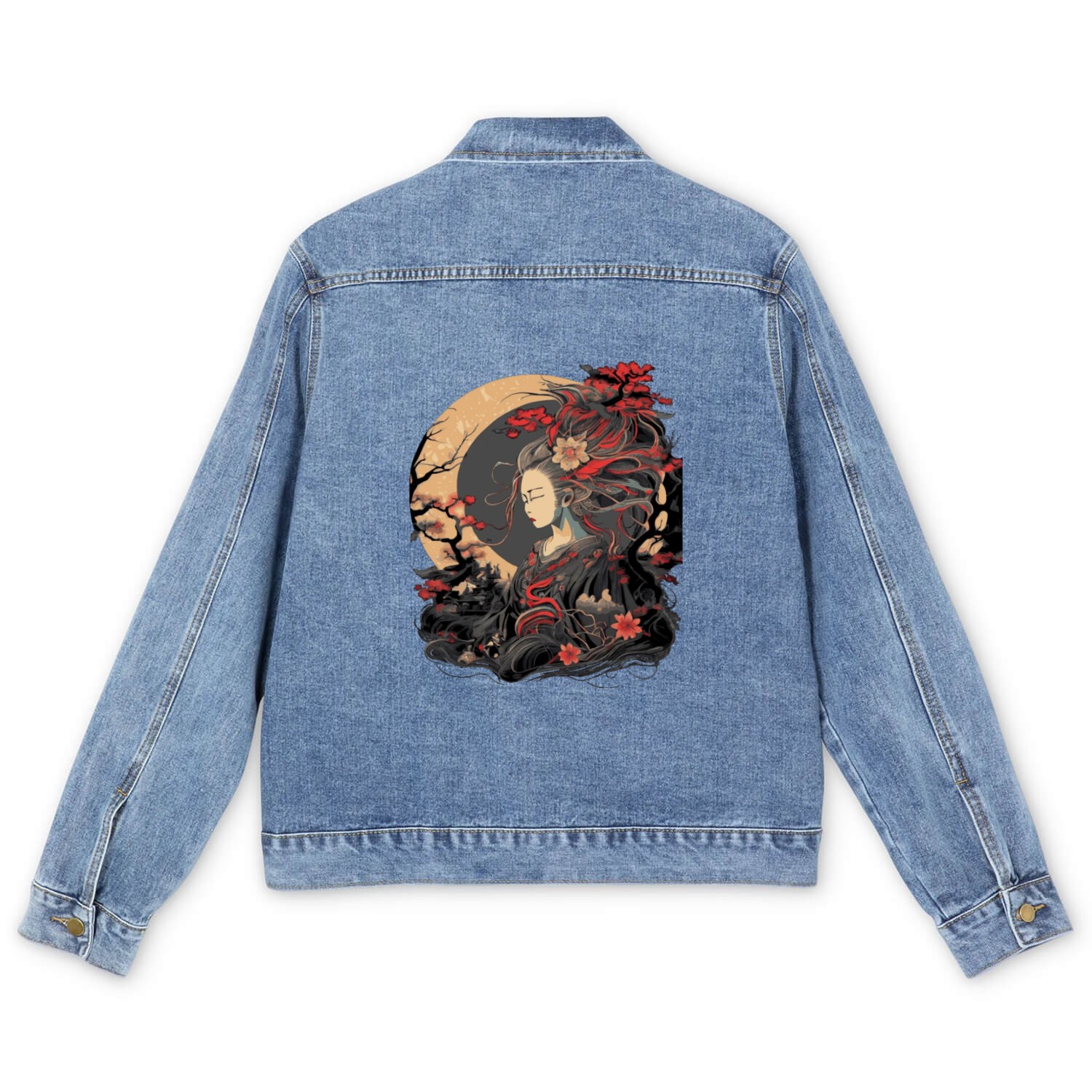 Ancient Japanese Deity Amaterasu Shinto Sun Goddes Men's Denim Jackets