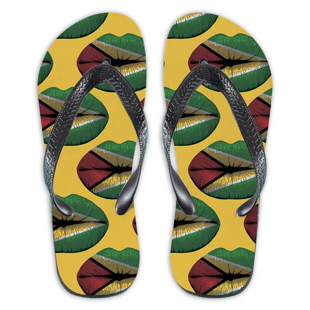 Lips Guyana Flag Flip Flop Gift Straight Close