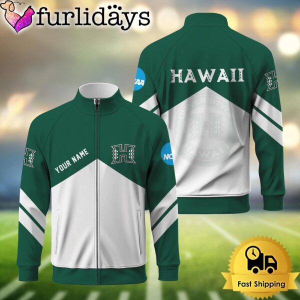 NCAA Hawaii Rainbow Warriors Logo Custom Standing Neck Zipper Jacket