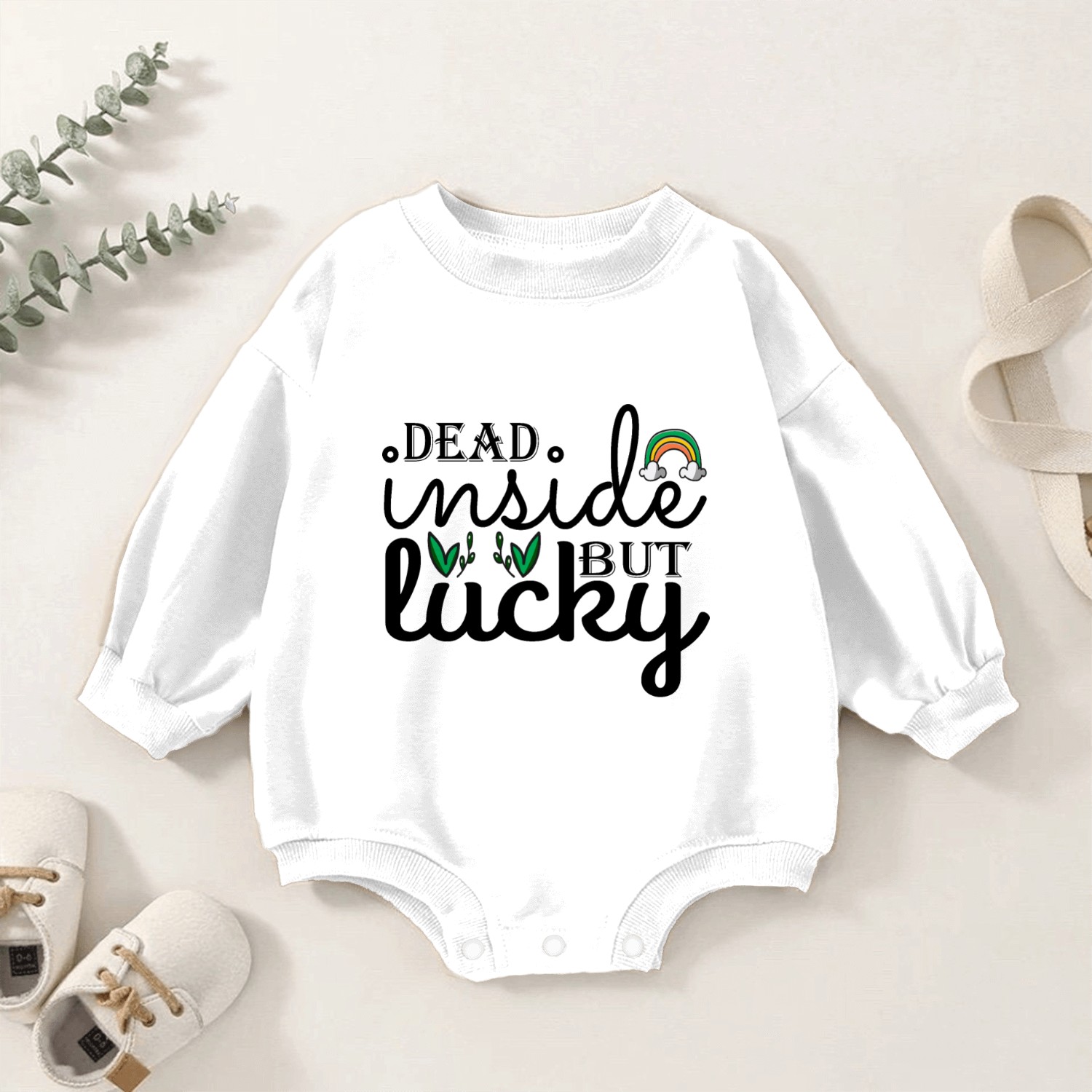 Dead inside but lucky Baby Romper Sweatshirts