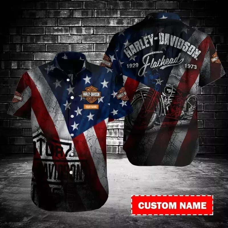 Personalized Harley Racing Davidson Casual Button Down Shirt