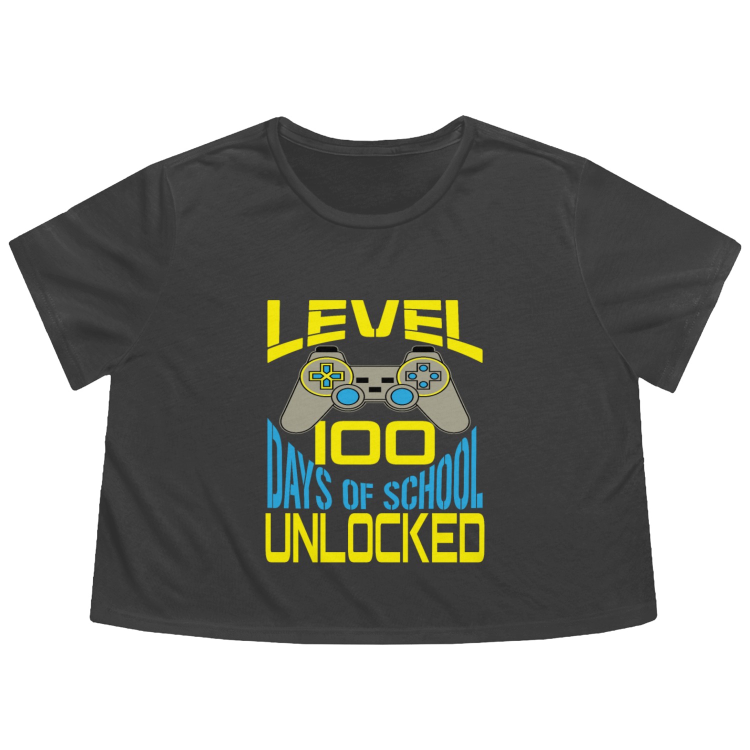 LEVEL 100 DAYS OF SCHOOL UNLOCKED Flowy Cropped Tees
