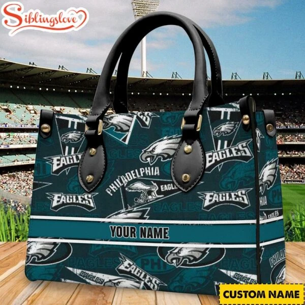 Custom Name Philadelphia Football Team Eagless Football Women Leather Handbag