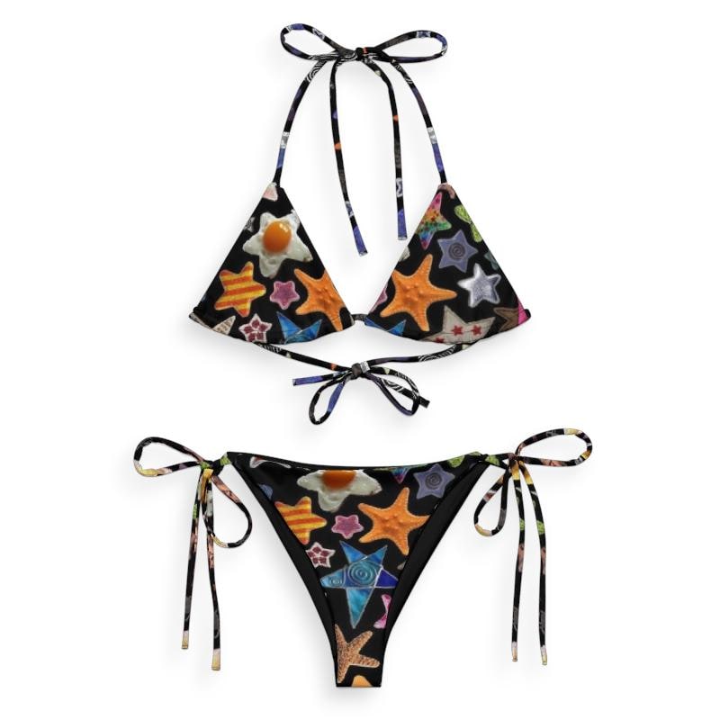 Cyber Star Bikini: Kawaii Rave Recycled Swimsuit