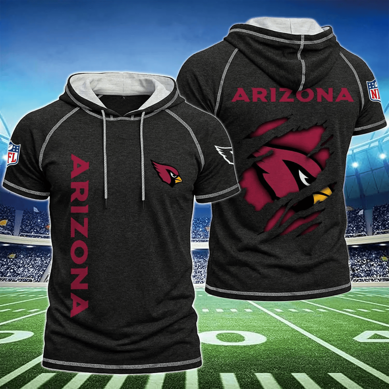 Arizonna Cardinals Men's Hooded Short-Sleeve T-Shirt