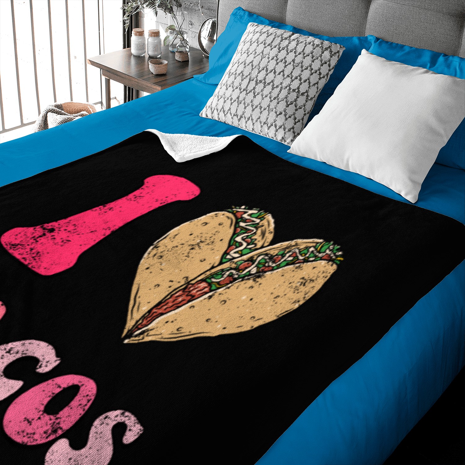 Vintage I Love Taco Valentine, Groovy I Heart Taco Baby Blankets