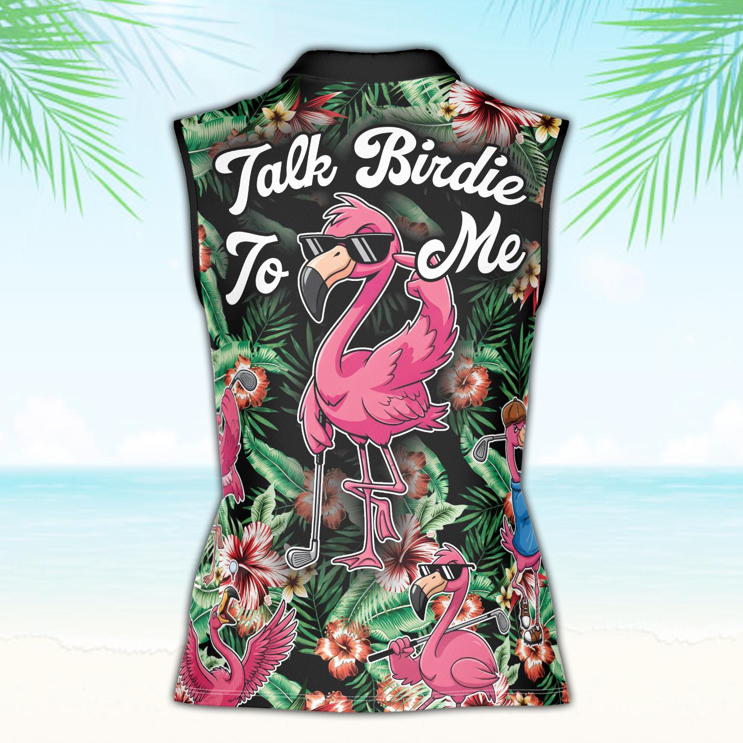 Talk Birdie To Me Golf Polo Shirt, Tropical Flamingo Golf Polo, Custom Name Summer Polo
