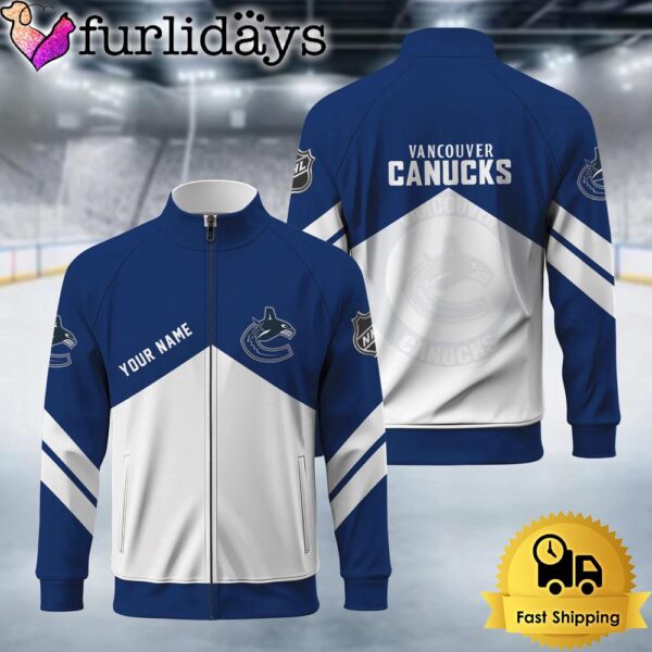 Vancouver Canucks Logo Custom Standing Neck Zipper Jacket