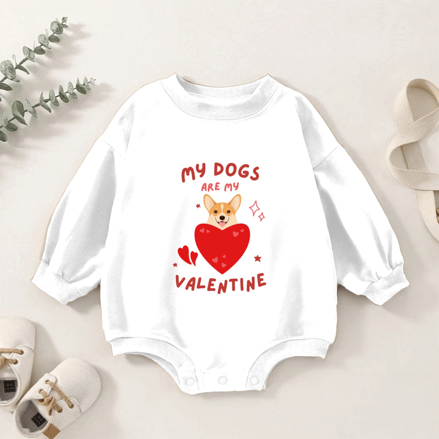 My Dogs Are My Valentine Baby Romper Sweatshirts