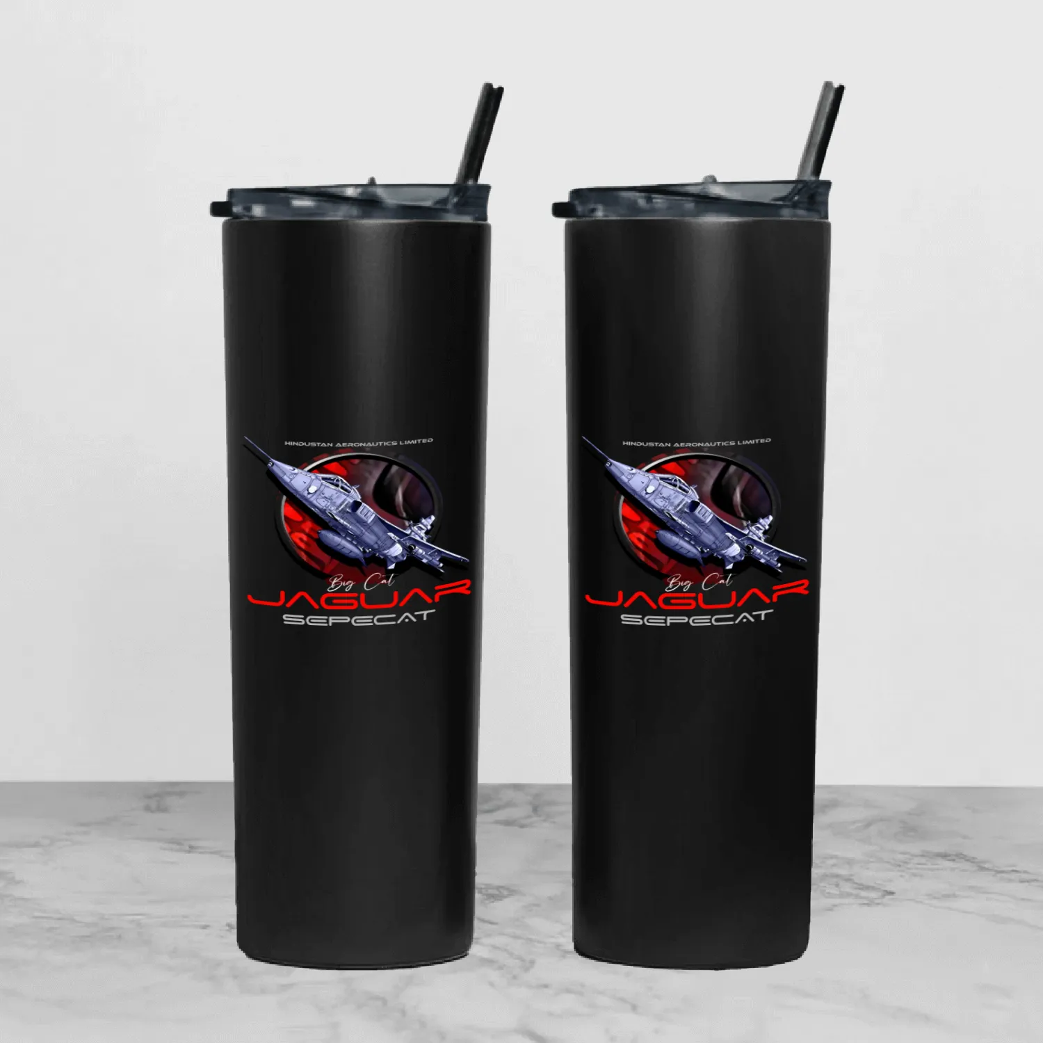 Sepecat Jaguar English French fighterjet Tumbler With Lid And Straw