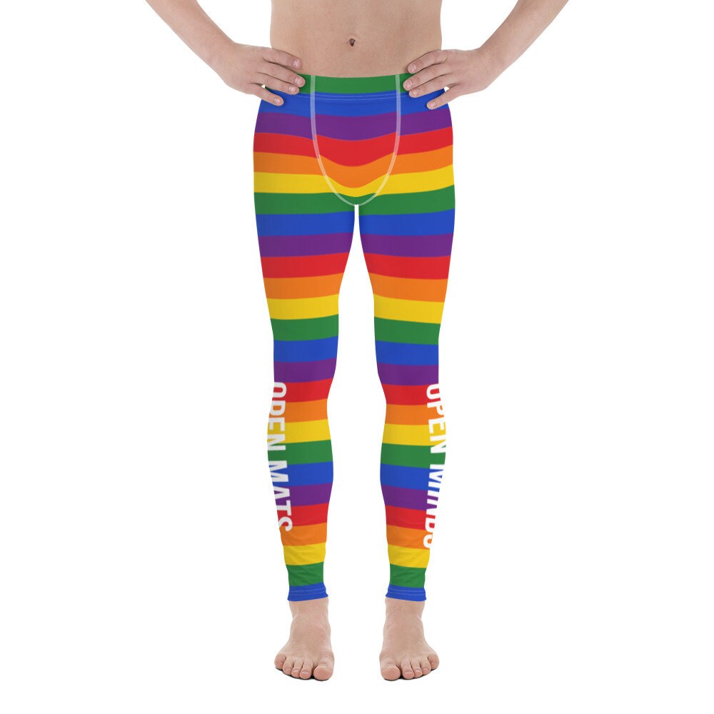 Mens Open Mats Open Minds Jiu-Jitsu Athletic Leggings - BJJ supporting LBGTQ
