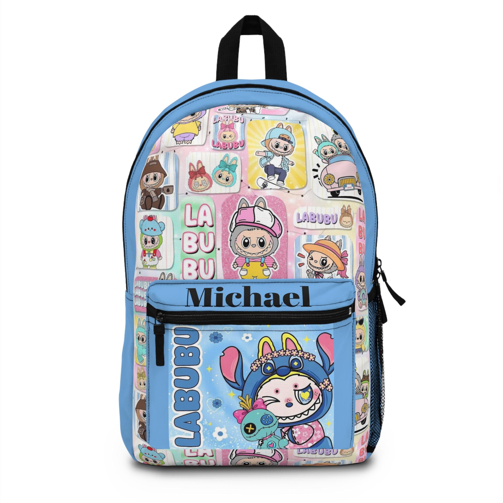 Personalized Labubu Blue Backpack for Kids, Playful School Bag, Unique Back to School Gift, Toddler Backpack, Custom Name Design