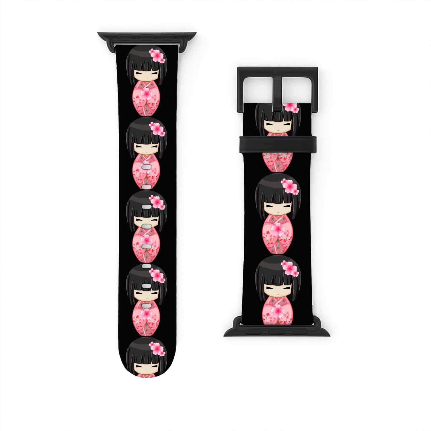 Cherry Blossom Geisha Japanese Kokeshi Doll Watch Bands For Apple Watch