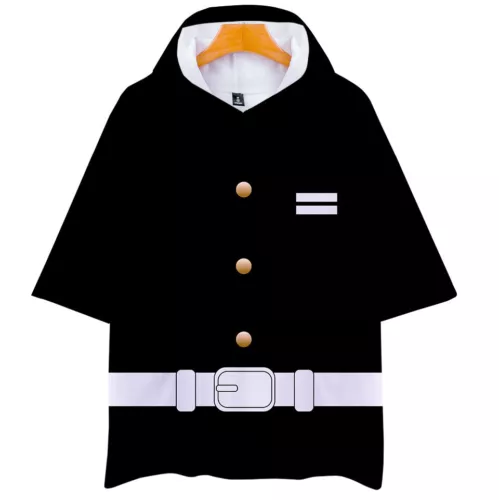 demon Kimetsu no Yaiba Kamado Tanjirou neko Short Sleeve Hoodie Shirt