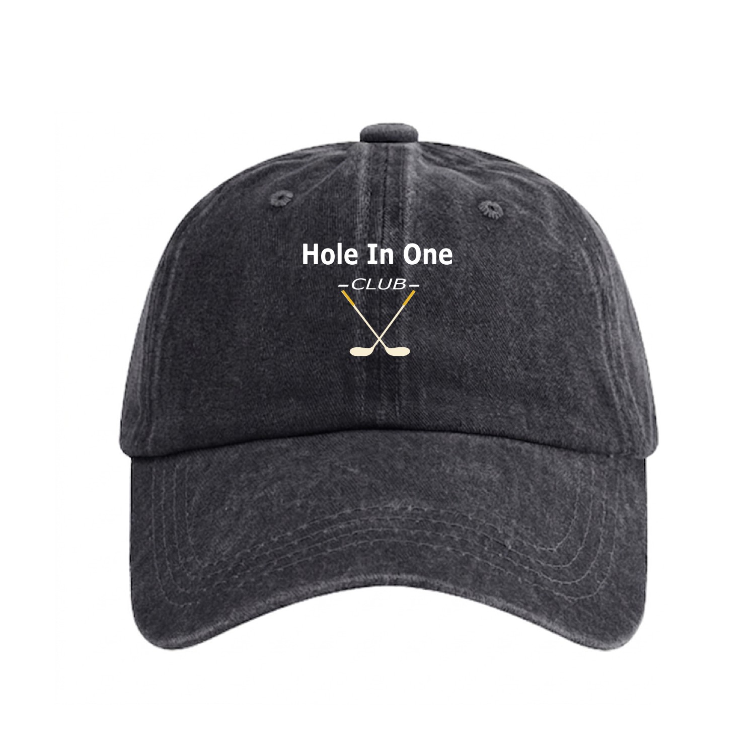 Hole In One Club Golf Gift For Golfers Washed Denim Baseball Caps