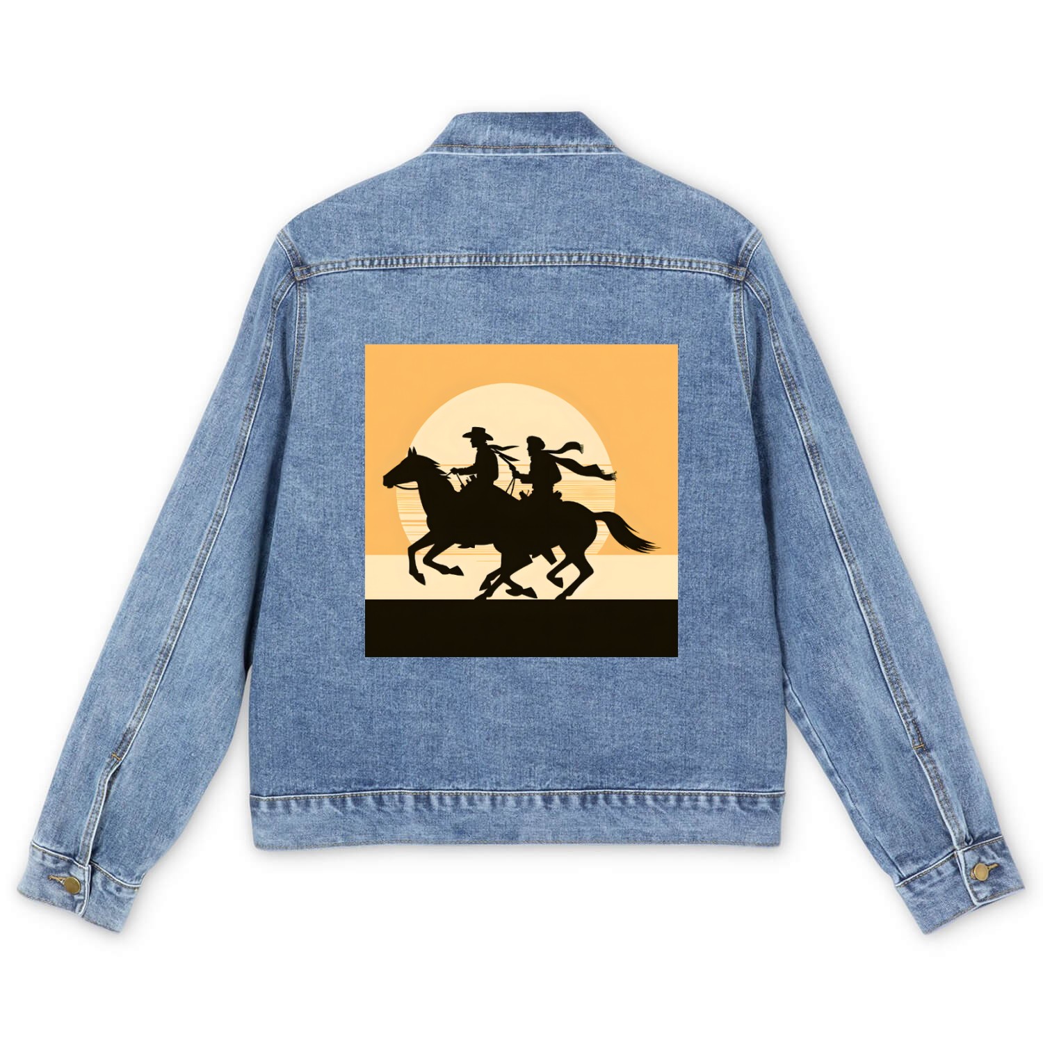 Wild West Cowboy Sunset Ride Men's Denim Jackets