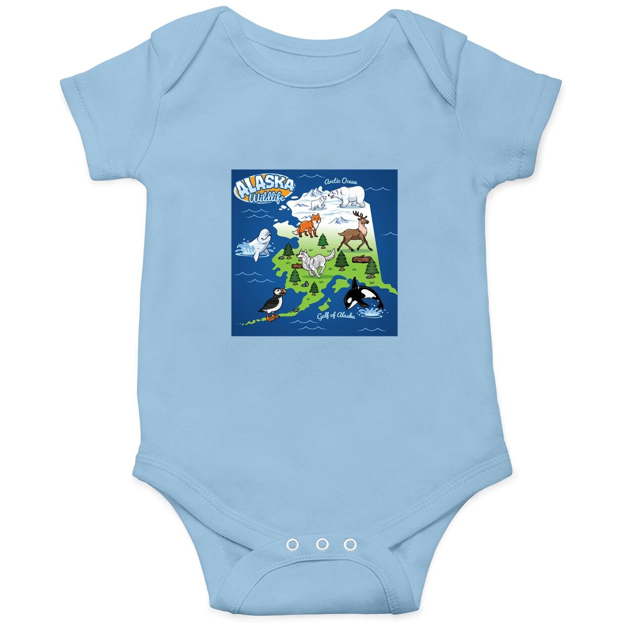 Alaska Wilde Life Map - Seward's Day In The United State Baby Bodysuit