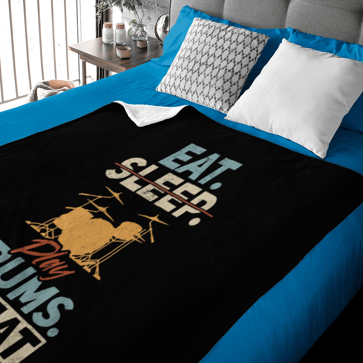 Eat Sleep Play Drums Repeat Drum Instrument Drum Baby Blankets