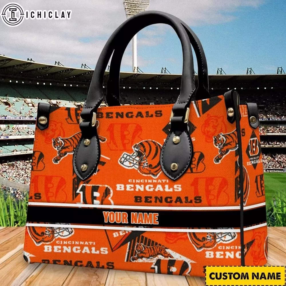 Personalized Cincinnati Football Team Bengalss Leather Handbag Gift