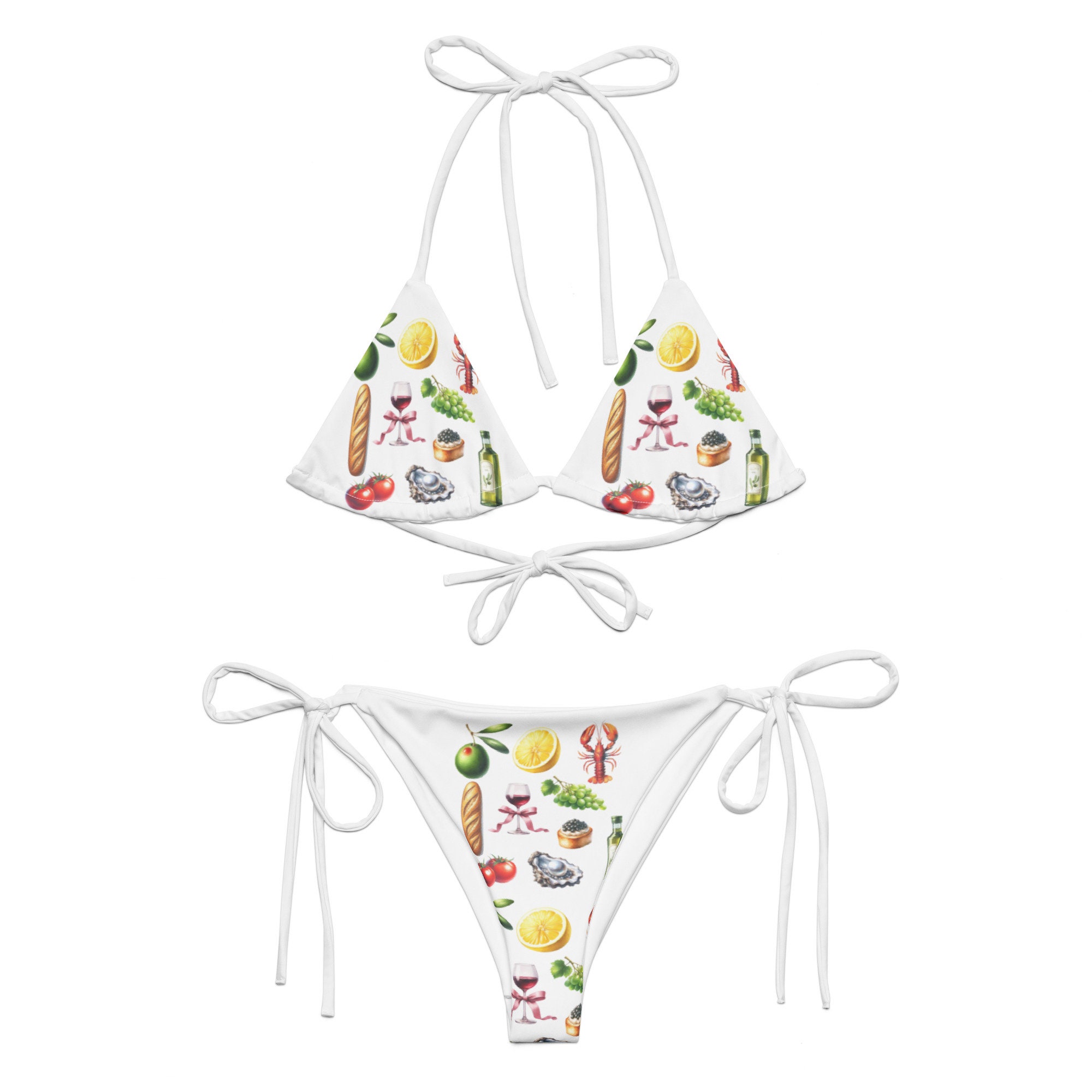 European Girl Summer Y2k Coastal Cherry Croissant Bow Lemon Wine Olive Italy Beach String Bikini