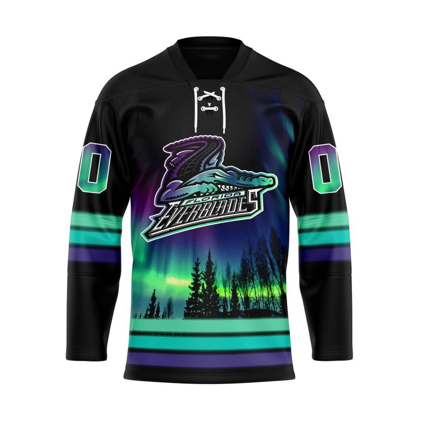 Personalized Florida Everblades Northern Lights Lace Hockey Shirt Men's Fan Gear