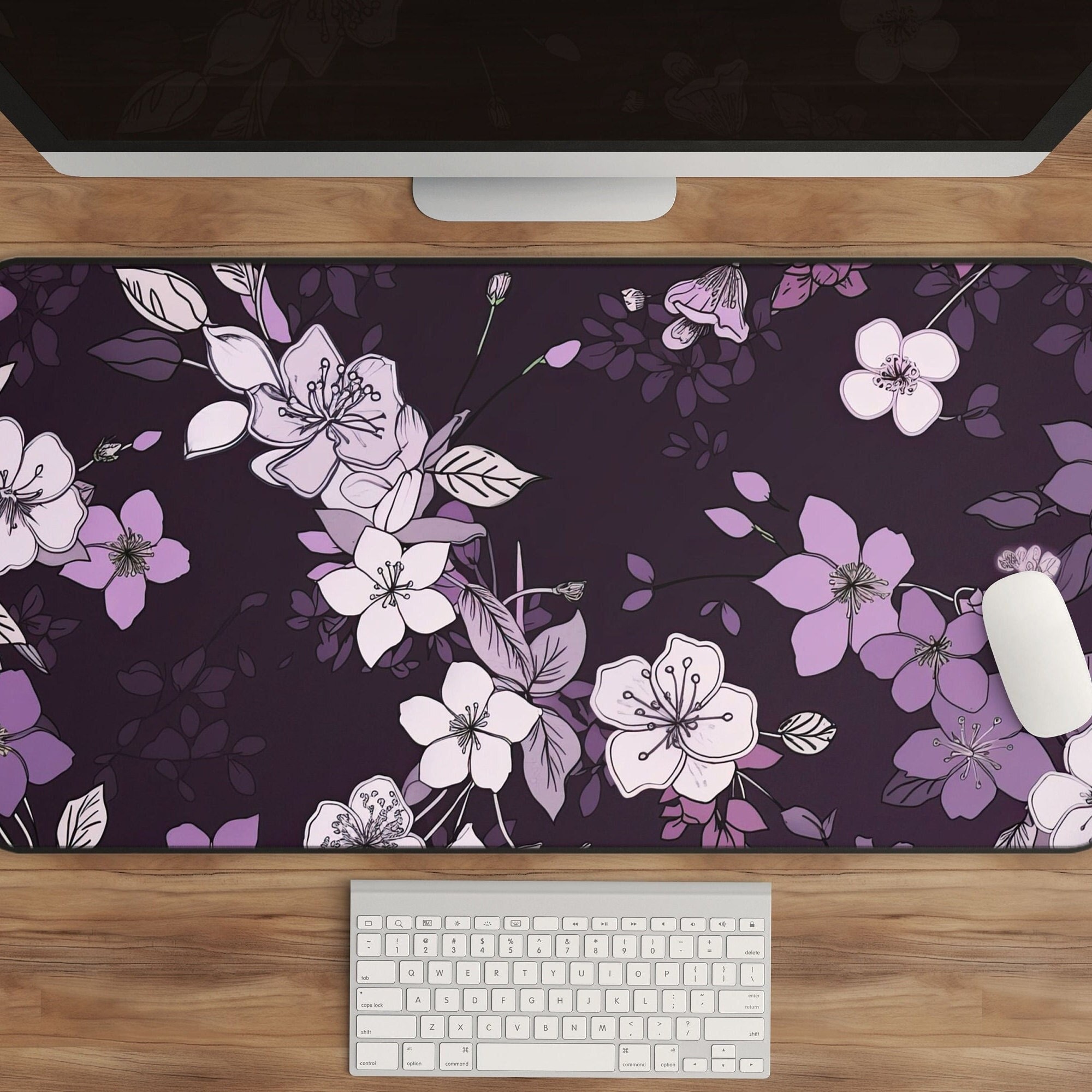 Sakura Purple Mousepad - Cherry Blossom Desk Mat