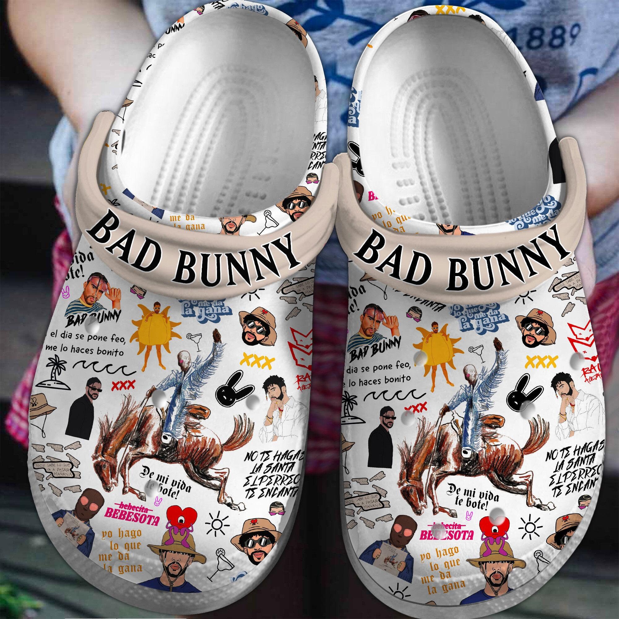 Bad Bunny Clogs, Music Edition, Holiday Present, Gift for Music Lovers