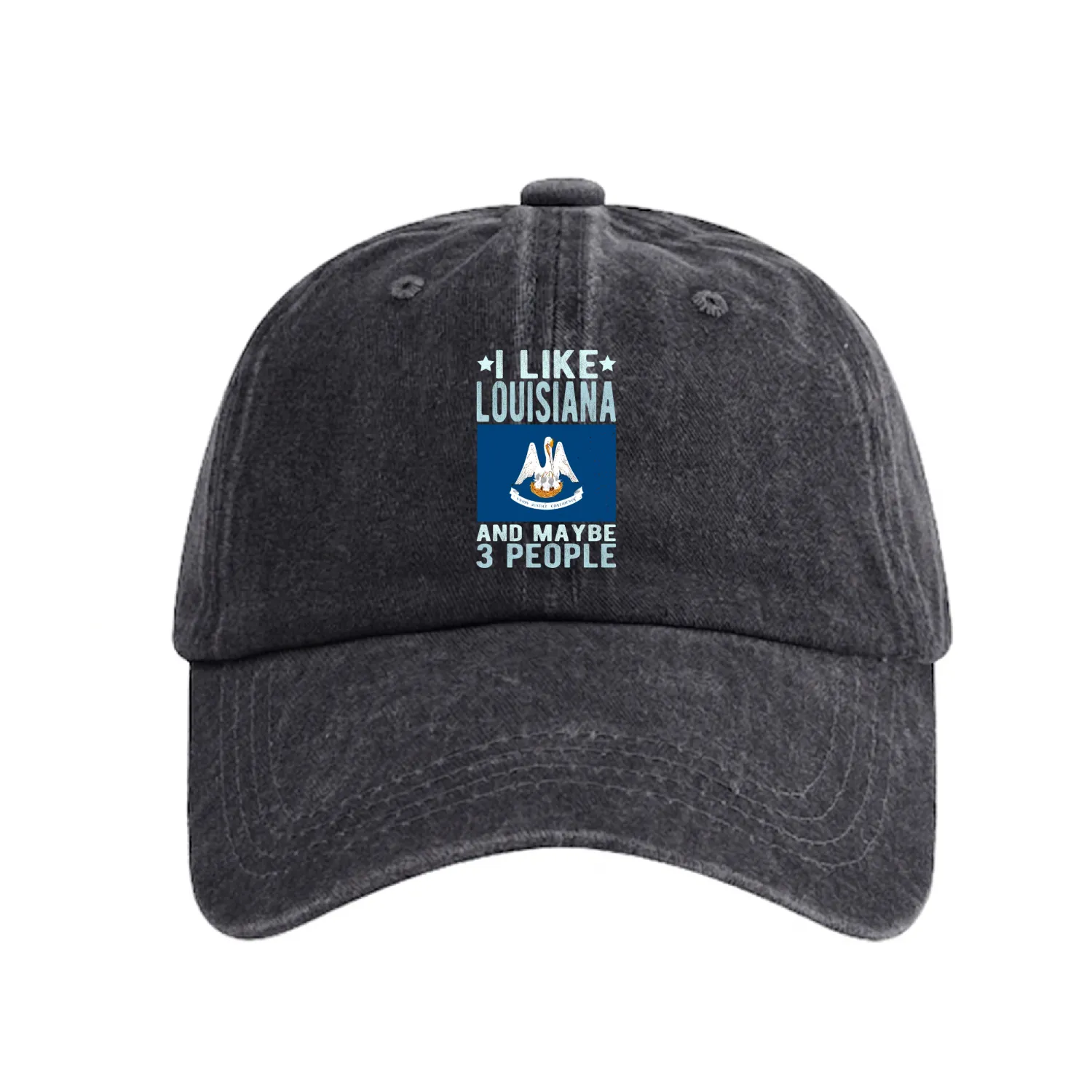 Louisiana Flag US State Washed Denim Baseball Caps