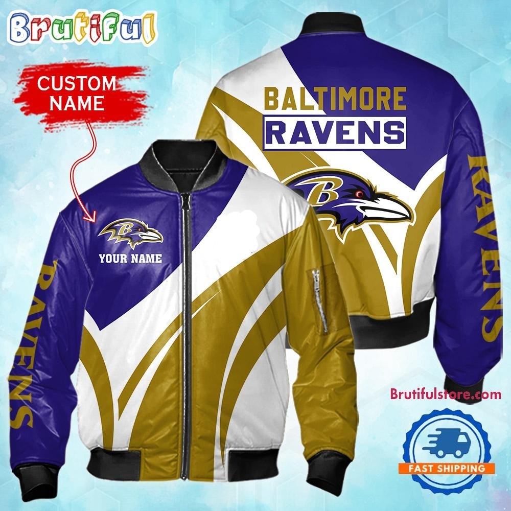 Baltimore Ravens Football Team Logo Personalized Bomber Jacket