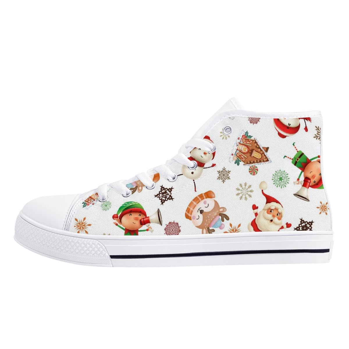 Christmas High-Top Canvas Shoes / Holiday Winter Santa Snowman Sneakers / Funny Winter Shoes
