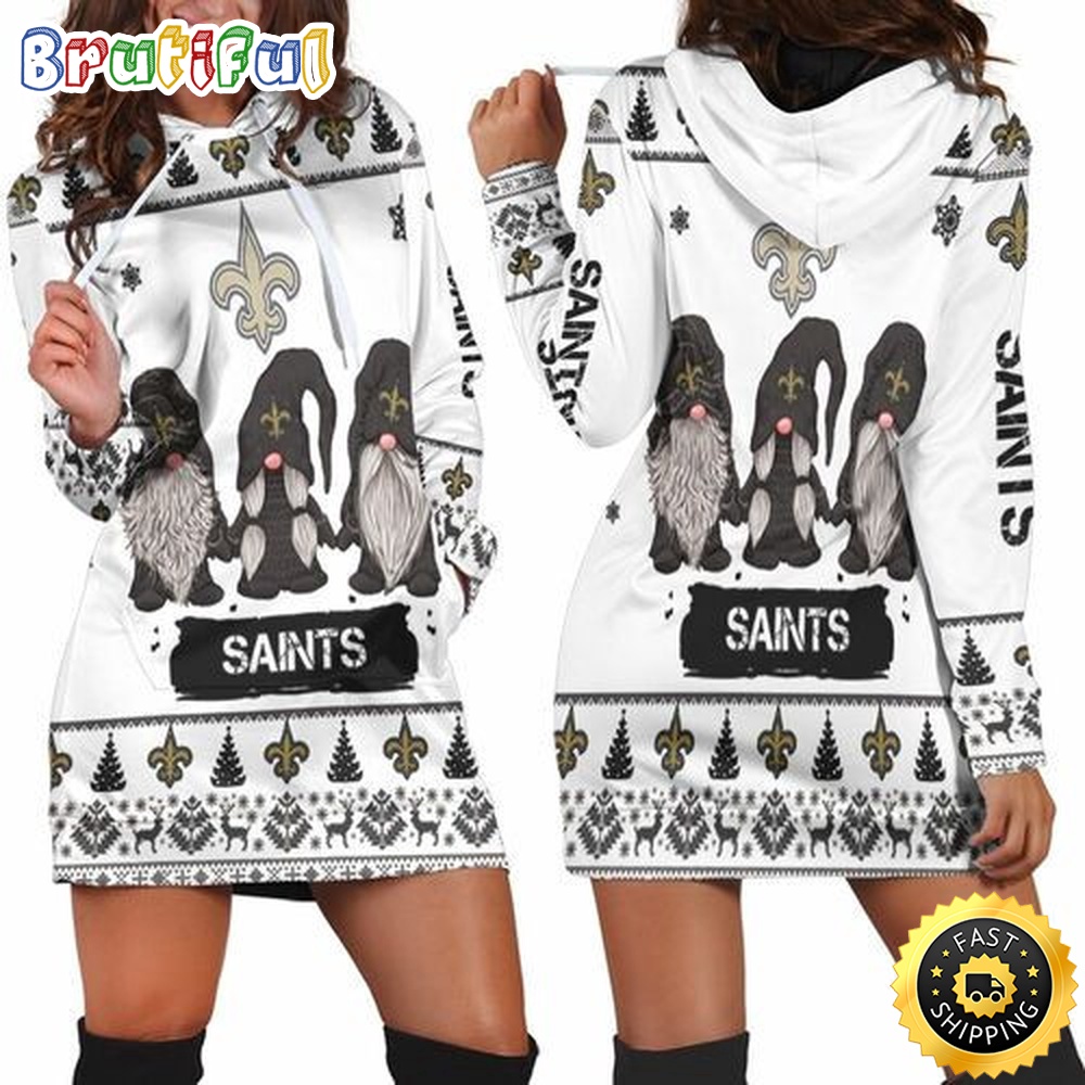 football New Orleans Saints Hoodie Dress Gnomes All Over Print Hoodie Women