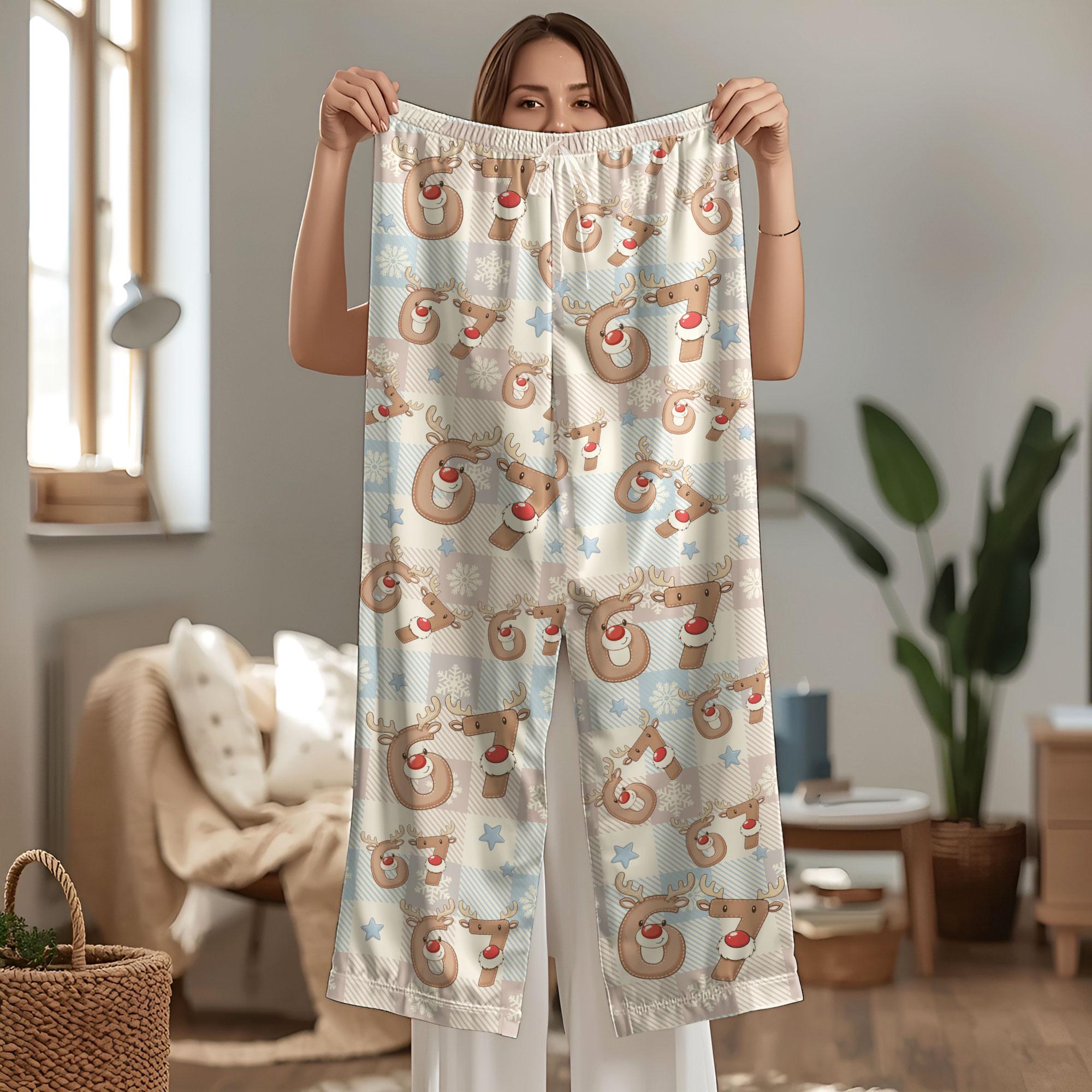 67 Christmas Meme Sleep Pants for Women, Family Holiday Pajama Set
