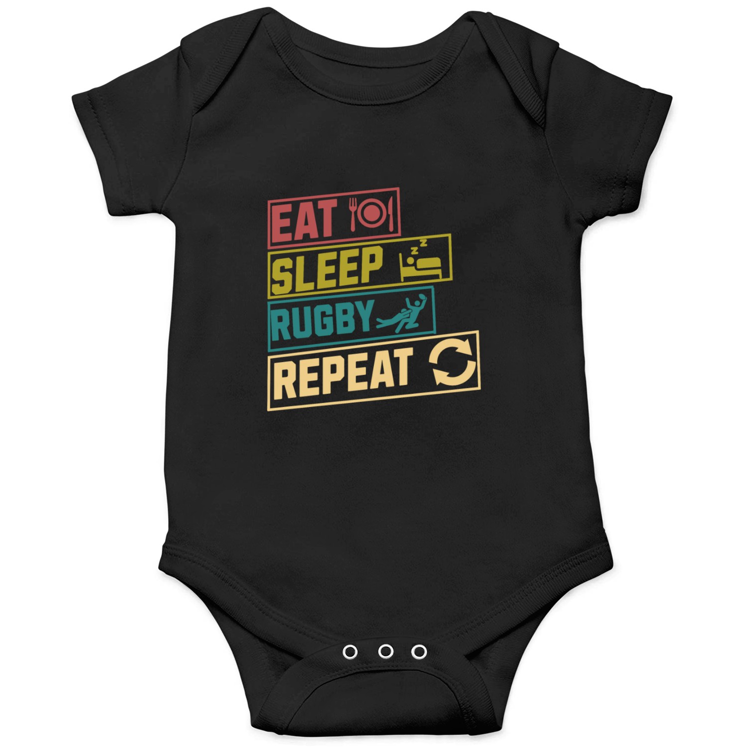 Eat sleep rugby repeat hobby Onesies