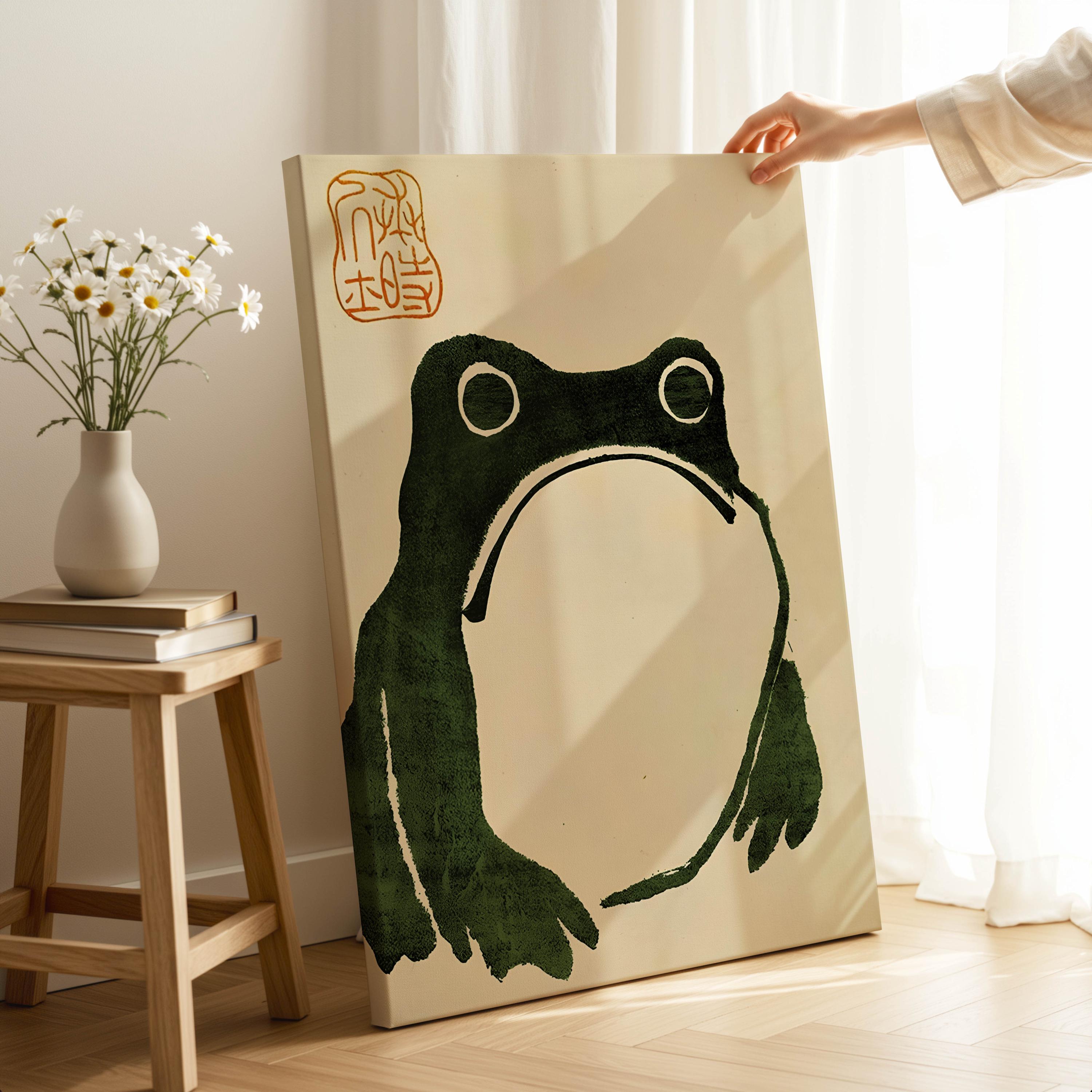 Frog Art Print, Japanese Style, Minimalist Animal Wall Decor